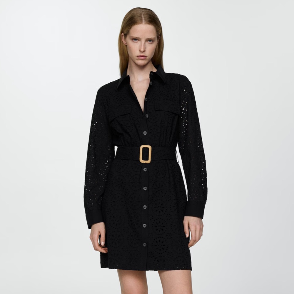 NWT Mango Black Long Sleeve Lace Dress xs
100% cotton